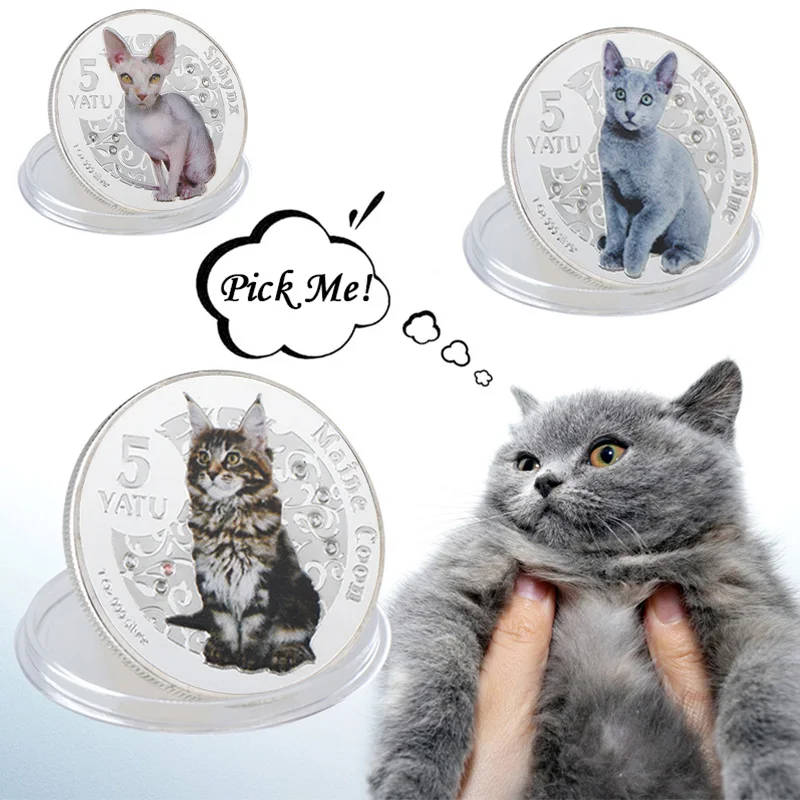 Cut Animal Silver Coin Sphynx Cat Coin Commemorative Coins 999 Real