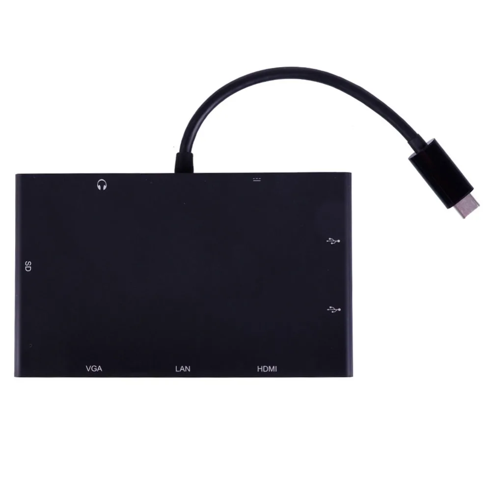 

Type C Adapter 8 in1 USB 3.0 to Multi-Port Adapter HDMI VGA Hub Gigabit Ethernet 3.5mm Audio SD #273662