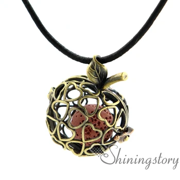 

apple heart openwork essential oil diffuser necklace diffuser locket wholesale diffuser necklaces aromatherapy necklaces lava