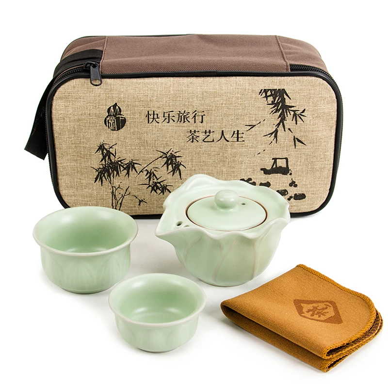 2pcs Set Chinese Travel Kung Fu Tea Set Ceramic Portable Teacup
