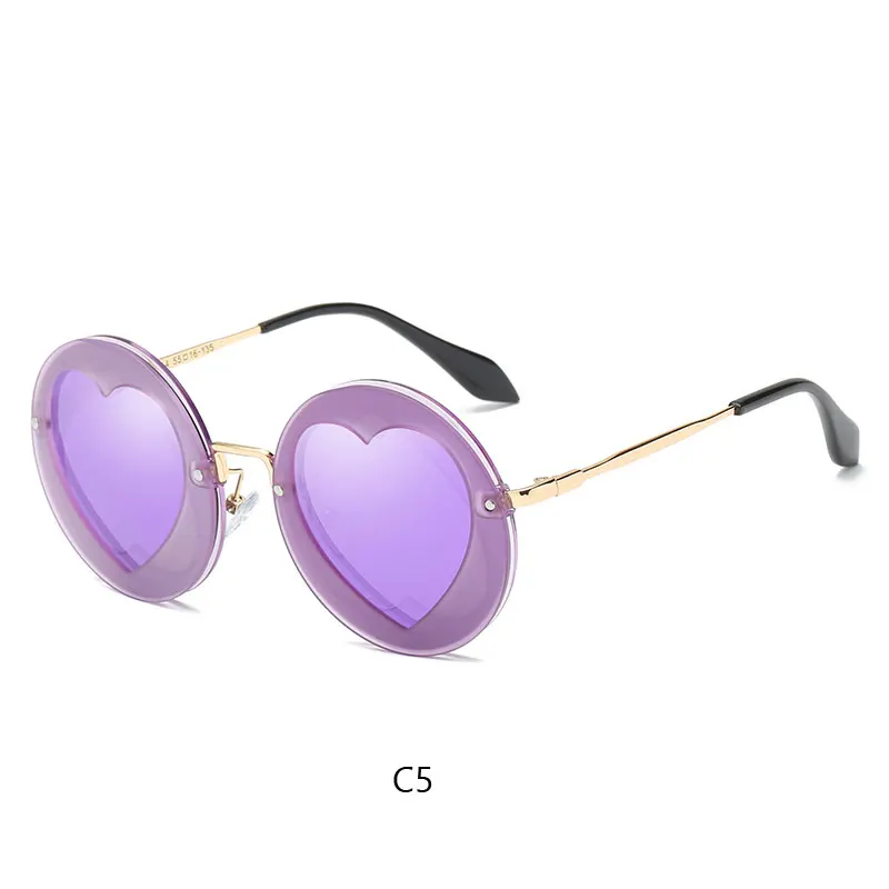 В форме сердца очки детские поляризационные круглые Брендовая дизайнерская обувь для детей, комплект одежды для маленьких мальчиков и девочек, солнцезащитные очки очки UV400 Oculos Gafas - Цвет линз: C5