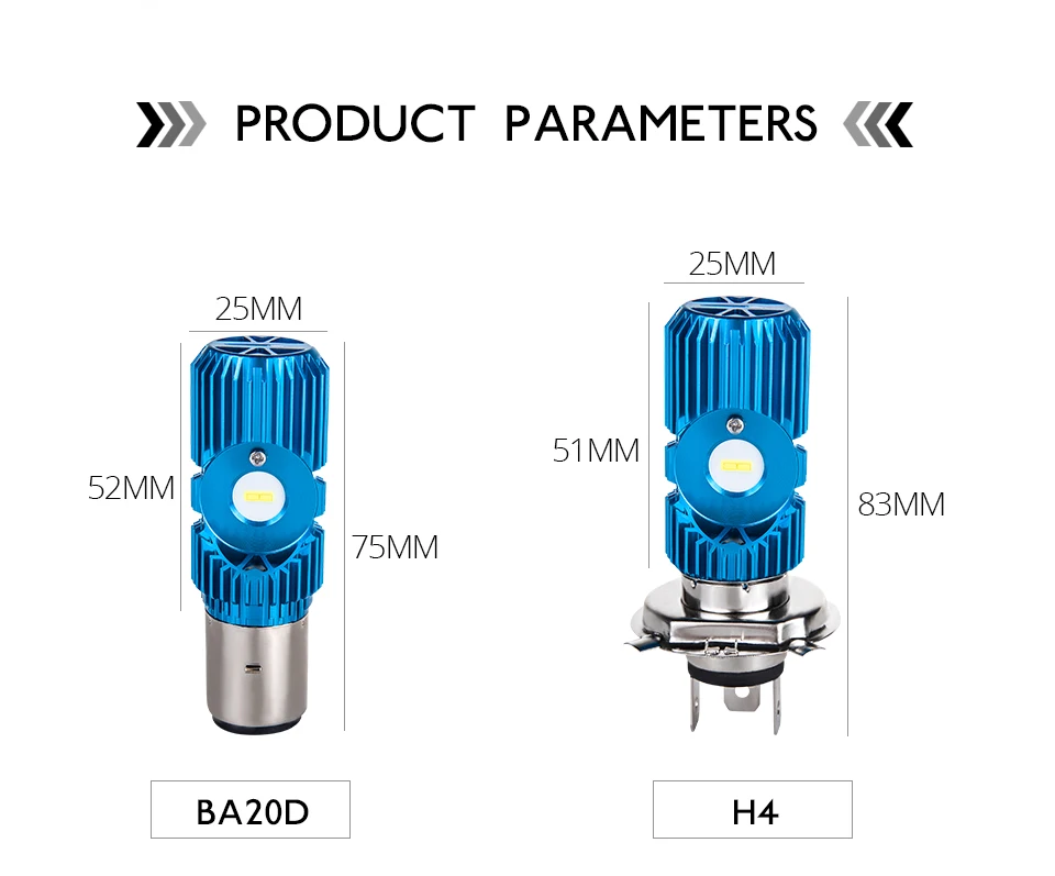 Светодиодный H4 HS1 BA20d Синий Светодиодные лампы 12V 24V 6500K 2400LM светодиодные фонари для мотоцикла ATV ScooterLed H4 HS1 мотоциклетные лампы для передних фар