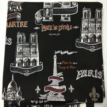 Классический черный замок Effiel башня печатных хлопчатобумажная ткань лоскутное шитье DIY стеганое постельное белье