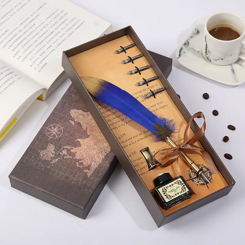 Dip ink Quill винтажная перьевая ручка креативный офисный бизнес подарок письмо каллиграфия ручка Роскошная металлическая авторучка Подарочная коробка набор