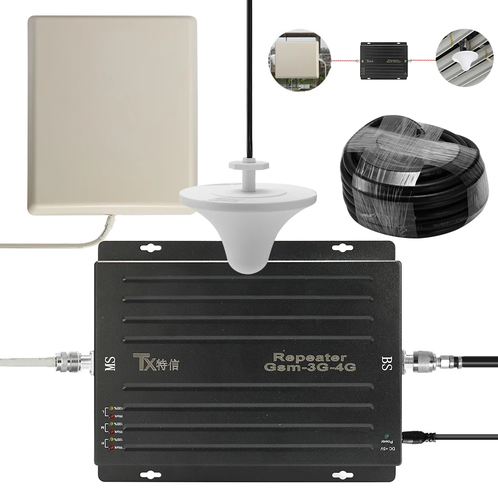 

100-240V GSM DCS WCDMA cellular signal booster 4G mobile network booster Data Cellular Phone Repeater Amplifier Band Antenna