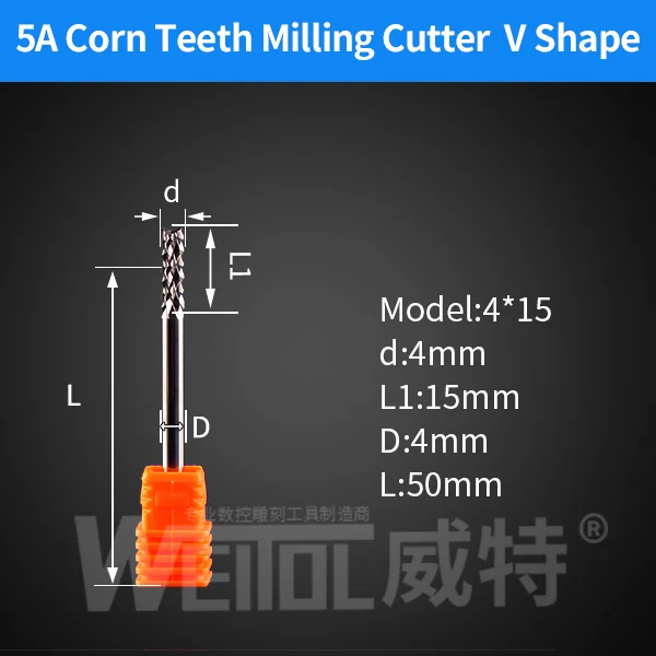 Weitol кукурузные зубы Концевая мельница Вольфрамовая сталь нож для кукурузы цементная доска, лиственные, PCB фреза для резки; cnc биты - Длина режущей кромки: 5AYM415