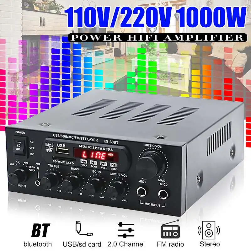 

1000W Home Amplifiers Audio Hifi Bass Audio Power Amplifier Home Theater Amplifier for Subwoofer Speakers