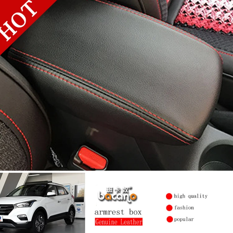 

Genuine Leather Armrest Console Pad Cover Cushion Support Box Armrest Top Mat Liner For HYUNDAI 2016 IX25 IX35