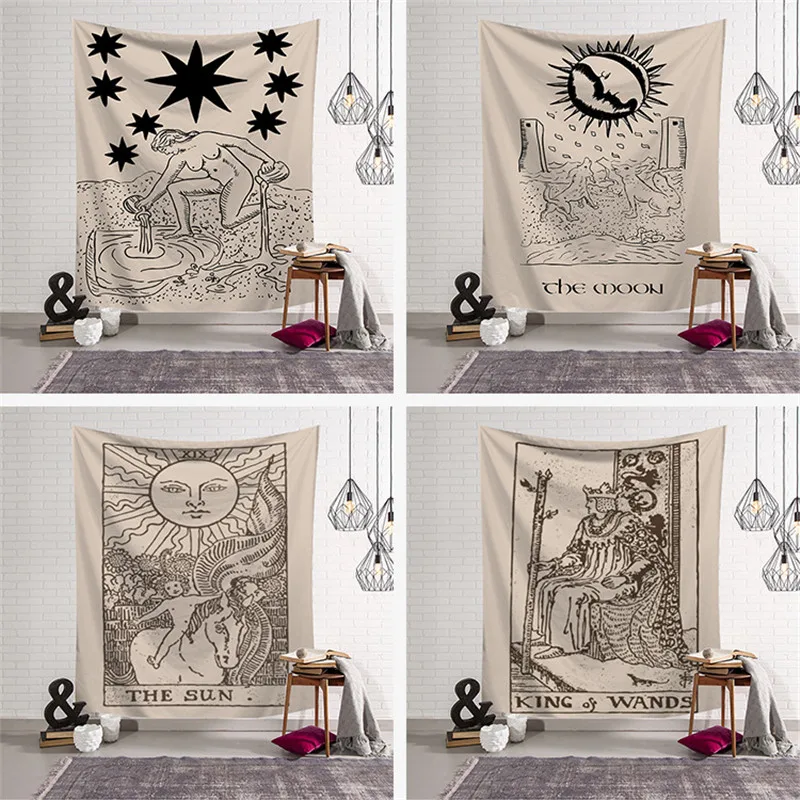 

Wall Hanging Tarot Card Print Square Tapestry Carpet Throw Yoga Mat Mandala Tarot card Tapestry Polyester 150*150 CM