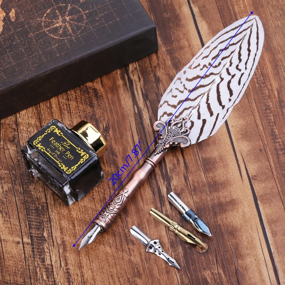 Винтажные перьевые ручки с чернилами+ набор из 3 перьев, Подарочные канцелярские принадлежности