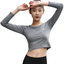 BESGO Yoga T-shirt Women Sexy Hollow Cropped Shirt O-neck Elastic Slim Running Sport Top Professional Fabric Exercise Sportswear