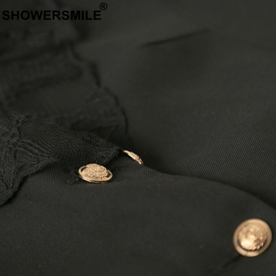 SHOWERSMILE Womens Black Vests Solid Plus Size Gilet Cotton Ladies Fashion Lace OL Elegant Plain Spring Autumn Female Waistcoat