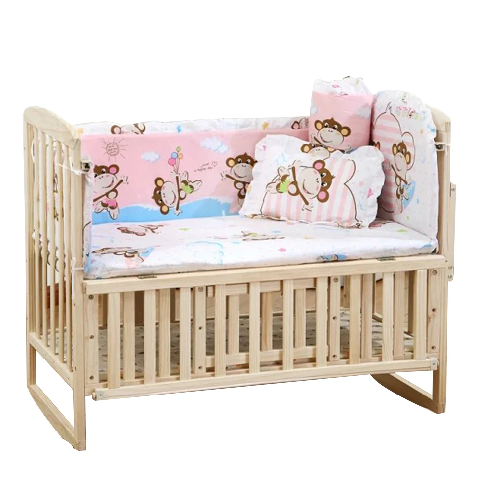 5Pcs/Set Baby Bed Bumper Infant Bed Cot Bumper Bed Protector Breathable Baby Crib Protector Cushion Toddler Nursery Bedding