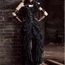 Лидер продаж, Женская винтажная юбка в стиле стимпанк, Черная кружевная юбка с открытой спиной размера плюс