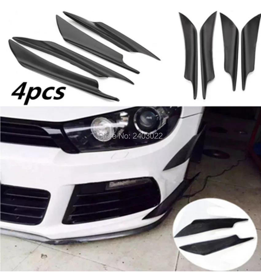 

4PCS Carbon look/Black/Blue/Red Front Bumper Lip Diffuser Splitter Fins Body Spoiler Canards Valence Chin