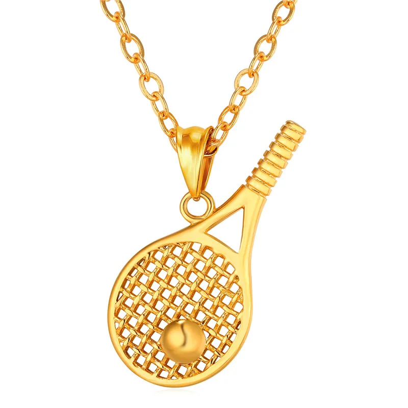 Sport Gym Necklace Women Charm Pendant Gold Color Stainless Steel