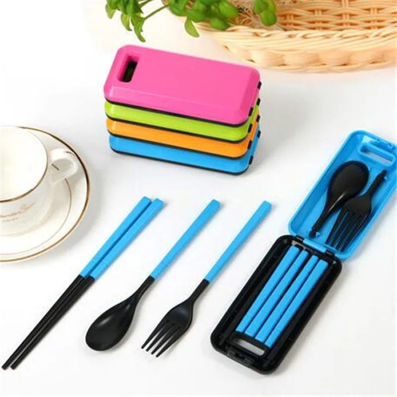 Buy Fashion 3pcs/set Portable Folding Travel Dinnerware Set Tableware Spoonfork