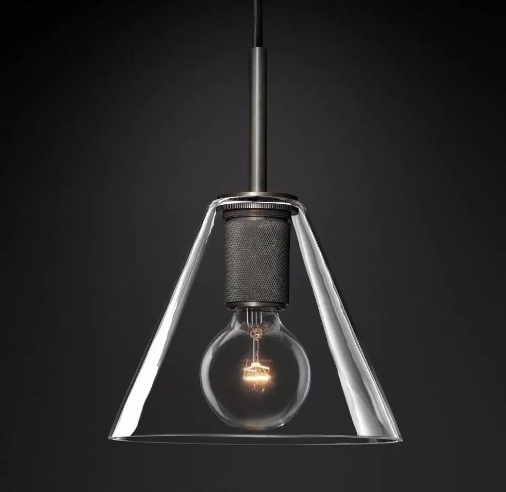 Американская RH лампа Эдисона E27 G80 светодиодный Люстра светодиодный подвесной светильник освещение золотой/черный/серебристый металлический стеклянный светодиодный светильник - Цвет абажура: F 1 light black