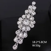 Модные ручной работы, со стразами блестящая аппликация с каменной кисточкой Серебристая аппликация из горного хрусталя отделка для свадебного ремня DIY шитье