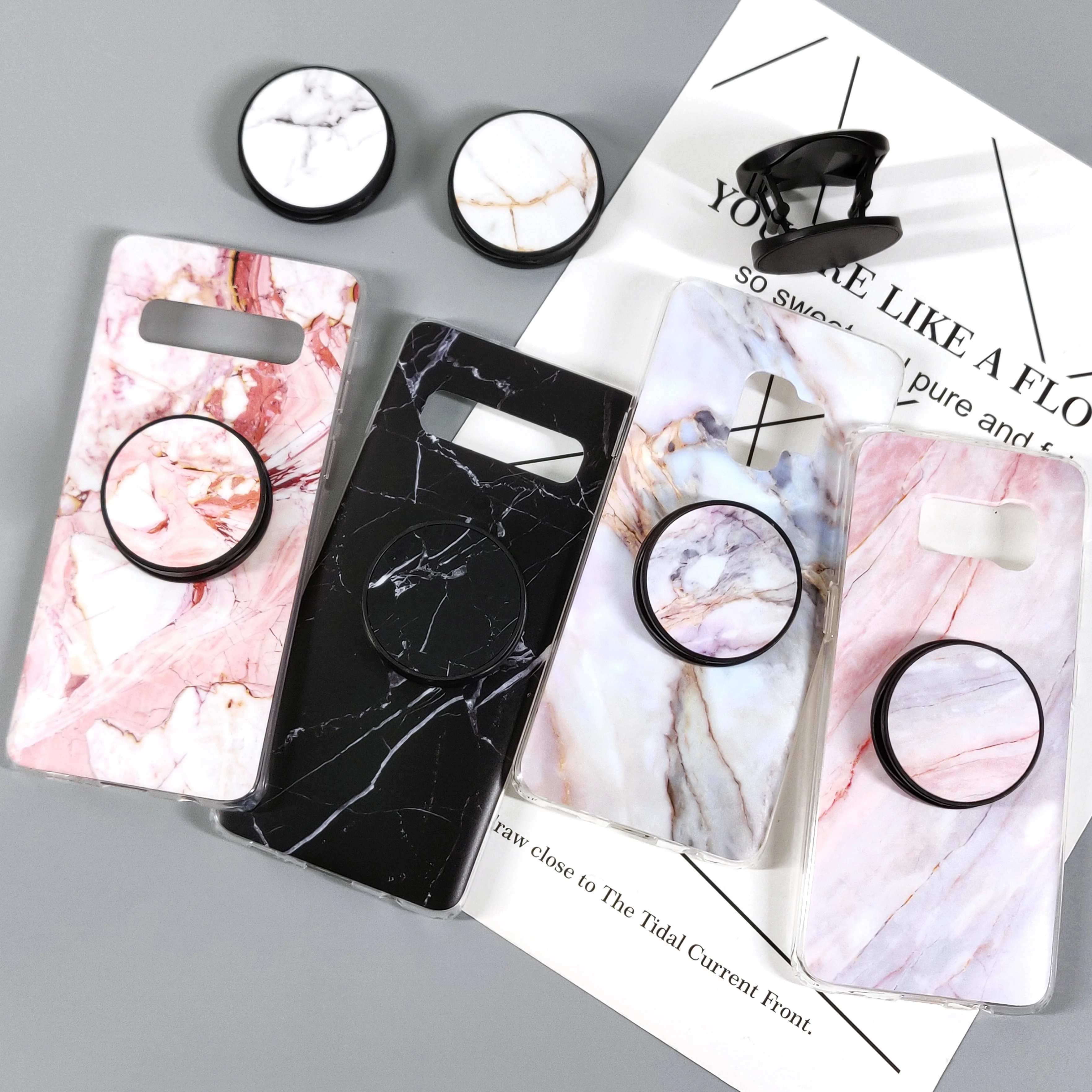 

Marble Grip Stand Holder Case For iPhone 8 7 Plus 6S X XR XS Max Case For Samsung S8 S9 S10 Plus Note 8 9 A70 A50 Phone Cover