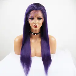 Eversilky Фиолетовый прямой парик 360 синтетический Frontal шнурка волос человеческие волосы Искусственные парики для женщин