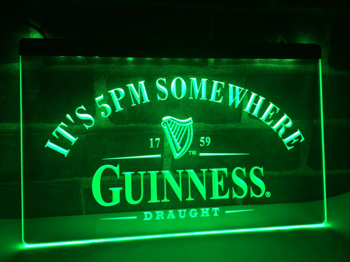 LA091 Guinness It's 5 pm где то светодиодный неоновый светильник|home decor|crafts lightingcraft decoration |