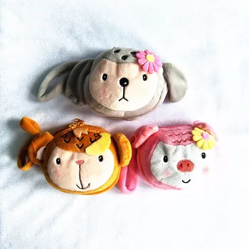 

M Super Cute Cartoon Monkey Pig Plush Double Coin Purse Wallet Card Bag Girl Women Student Gift Wholesale