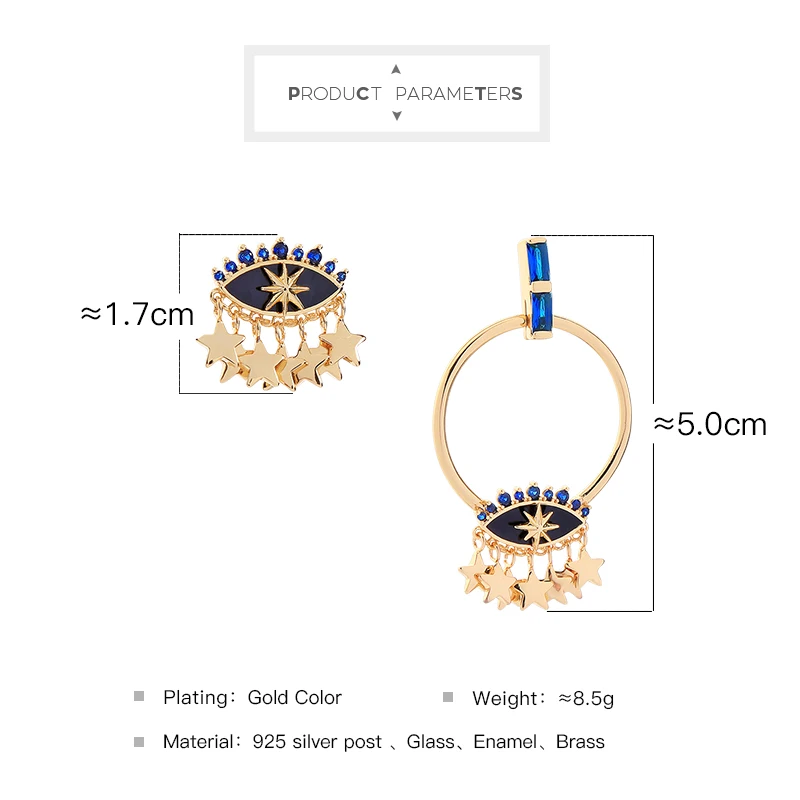 Kiss Me эмаль асимметрия Evil Eye Star кисточкой Кулон Серьги Богемия Для женщин серьги для Женский подарок аксессуары
