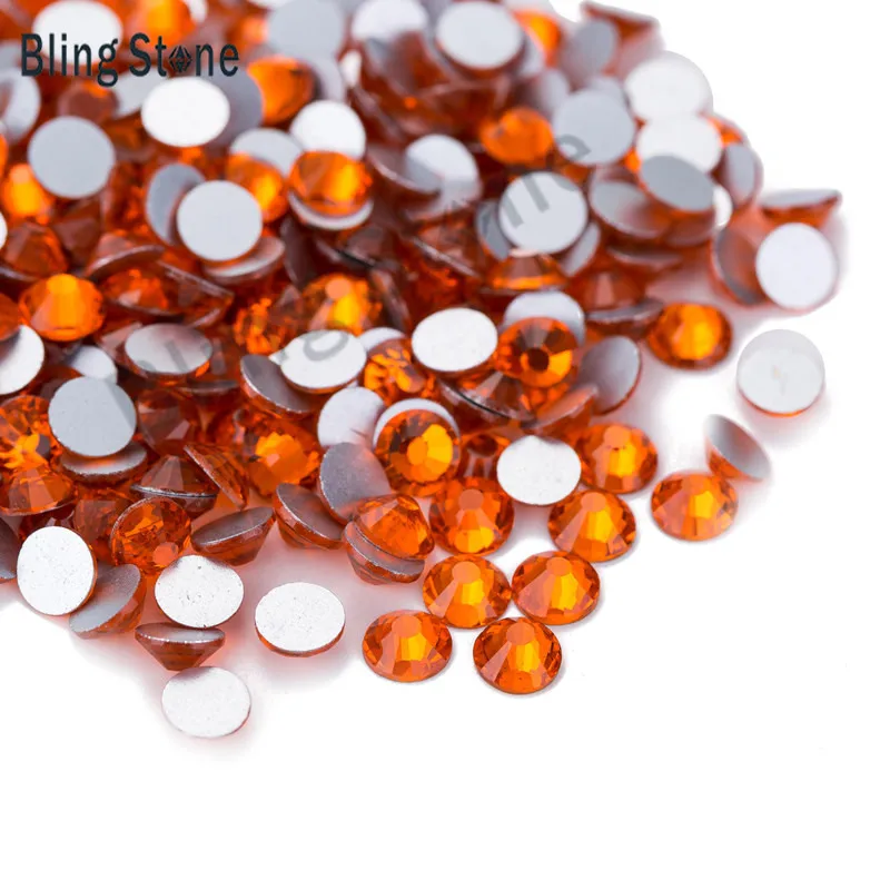 

Nail Rhinestone Non HotFix flack SS3-ss10 ss12 ss16 SS30 1440pcs Orange color Rhinestones For Nails Art