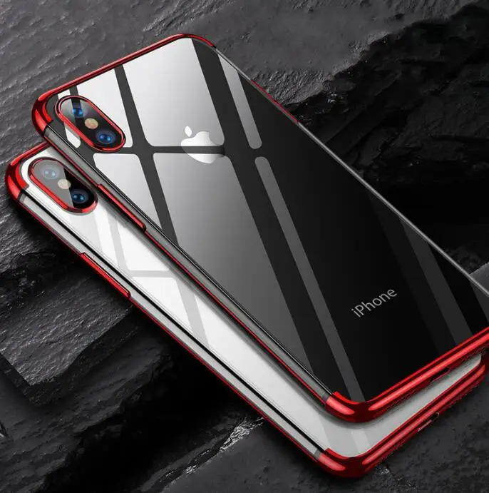 

Luxury Silicone Case For iPhone 8 7 6 6s plus TPU Three-stage Plating Phone Cover Case For iPhone X 6 6S 7 8 Soft Shell