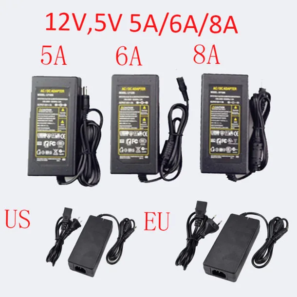 Источник питания Светильник ing адаптер трансформаторы AC 12 V 5 V 5A 6A 8A DC 220V к DC 12 V Вольт 5 V адаптер питания импульсный светодиодный светильник