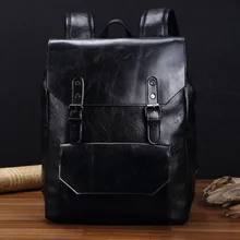 New Men’s Backpacks Pu Leather Backpack Laptop Bag for Men Backpack for Teenager Boys School bags Black Color 40*31*12.5cm