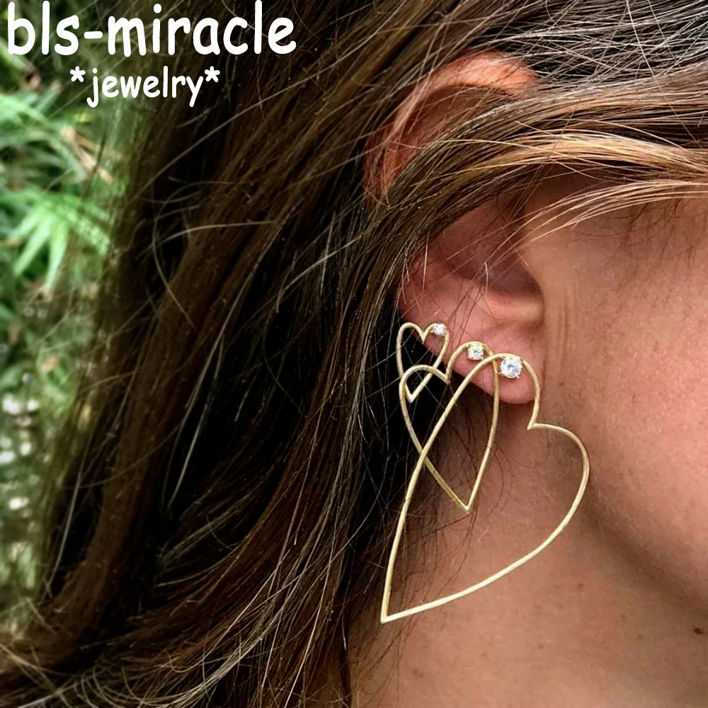 

Bls-miracle 3pcs/set Punk Rhinestone Heart Drop Earrings Boho Gold Alloy Dangle Earring Female Statement Brincos Jewelry E-X-028