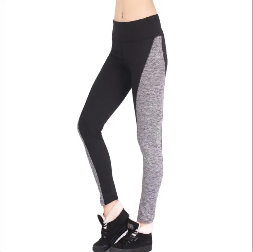 Плюс Размеры черный/серый Для женщин Фитнес Леггинсы тренировки брюки Высокая Талия Леггинсы женские спортивные Леггинсы быстросохнущие