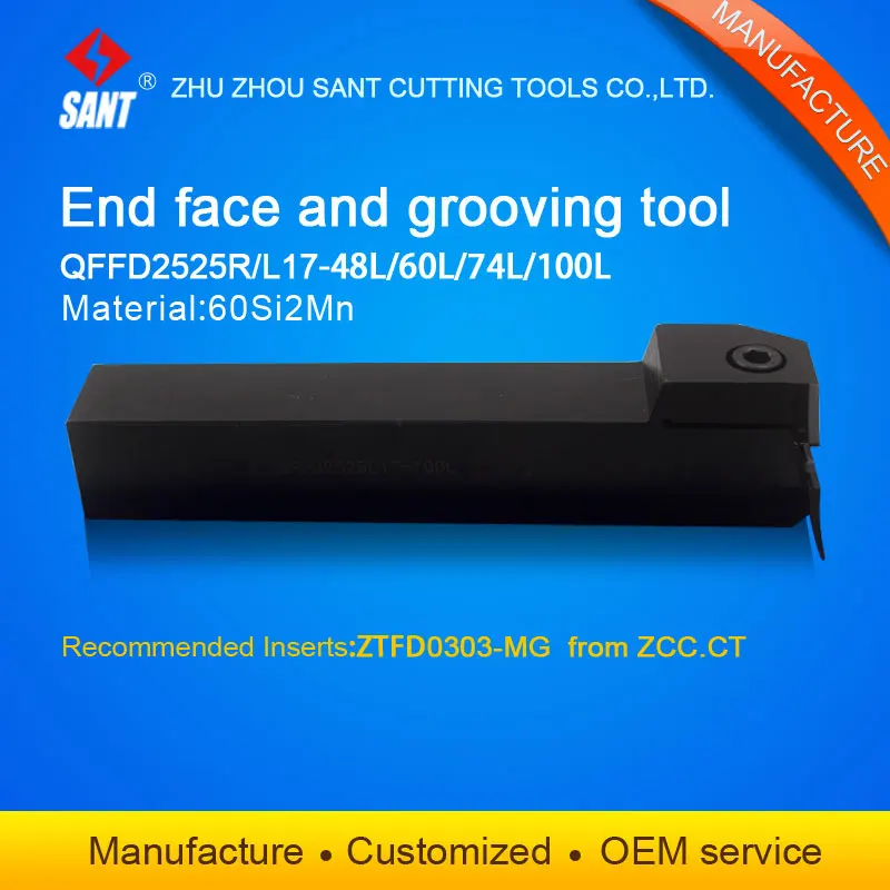 

Long life Sant tools turning cnc cutting tools Surface Grooving tool holder QFFD2525L17-100L with inserts ZTFD0303-MG