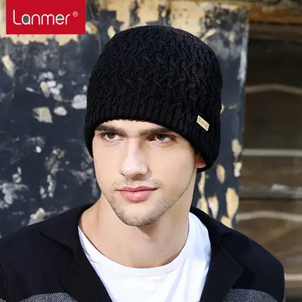 2017 Real Hot Sale Solid Adult Casual Men Lanmer Winter Knitted Wool Hat Windproof Male Hiphop