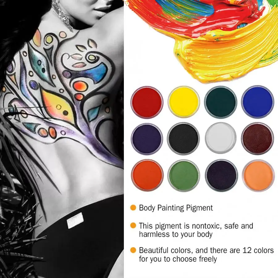 12 цветов краски для тела и лица пигмент косметика на водной основе матовая краска для тела пигмент сценический цвет для лица макияж Хэллоуин вечерние инструменты