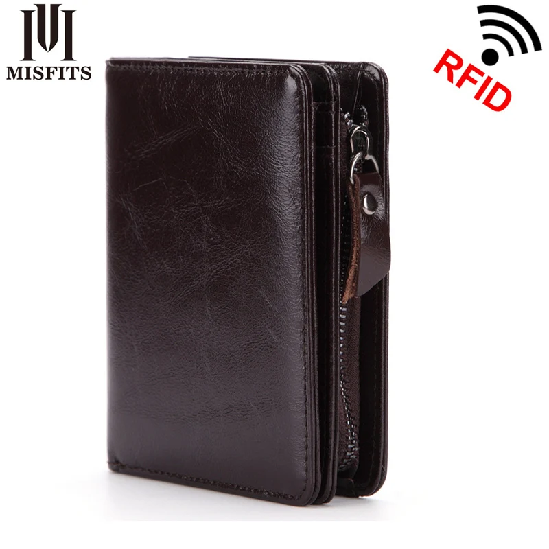 2018 100% genuine leather men wallet top quality Oil wax