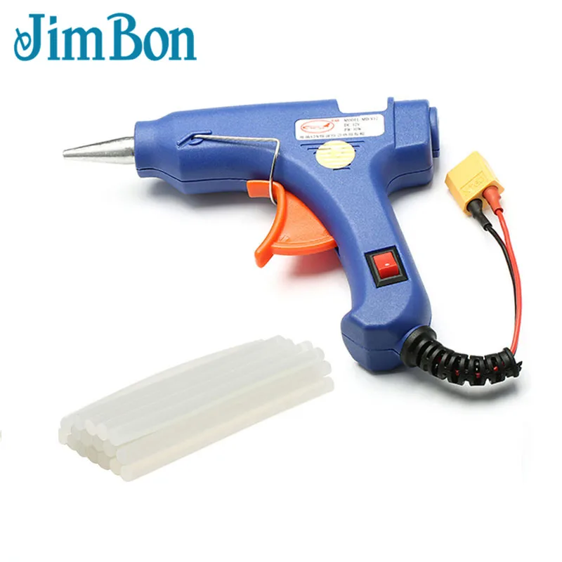 

JimBon 30W Hot Melt Glue Gun With XT60 Plug For RC Models Outfield 3S 12V Heater Heating Wax 7mm Glue Stick DIY Hand Tools