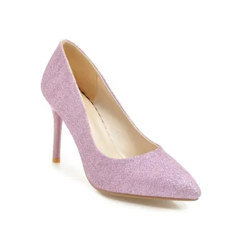 

The new spring 2018 fashion sequins pointed high 43 yards single shoes with thin with 32-1825