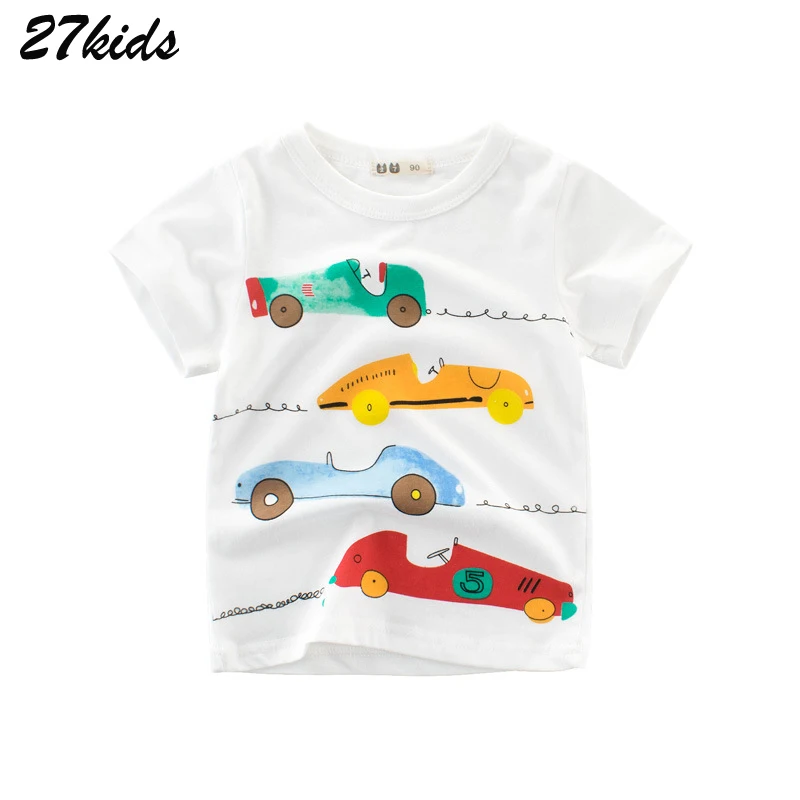 

27kids Cartoon Cycle Racing Cars Baby Clothes Boy T Shirts for Children Summer Clothes for Infant Boys Short Sleeve T-Shirts
