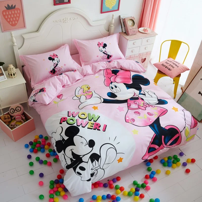 Minnie Mouse Bedding Set For Kids Bedroom Decor Cotton Duvet
