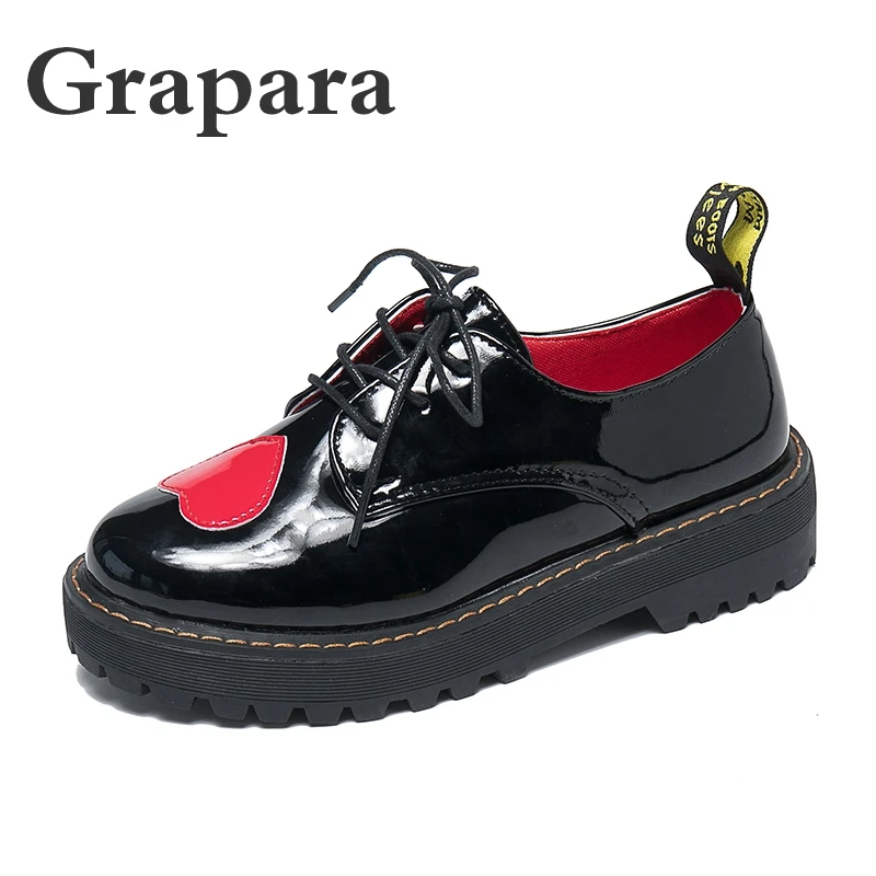 Kopen Zapatos Planos Mujer Fall Flats Vrouwen Schoenen Lace Up Casual Brogue Schoenen Klimplanten Platform Schoenen Vrouwelijke Oxford Schoenen Grapara