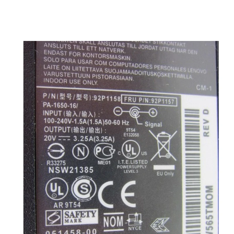 20 в 3.25A 7 9*5 5 мощность AC адаптер питания зарядное устройство для IBM Thinkpad X60 X61 Z60 Z61 X200