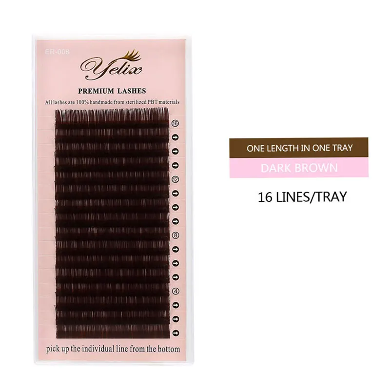 

Yelix Dark Brown Lashes Mink False Eyelashes Extension Individual Natural Eyelash Maquiagem Mix Length Lash 10-13 And 7-15 mm