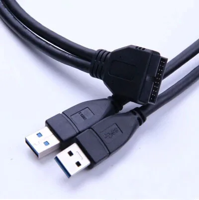 0.6M/1.97ft 2-Port USB3.0 A Male to 19Pin USB 3.0 Data Cable CORD for Motherboard Rear Host Case Front Panel |