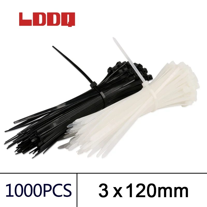 LDDQ Пластиковый кабель на молнии 3 мм пронумерованный черный и белый 1000 нейлоновые