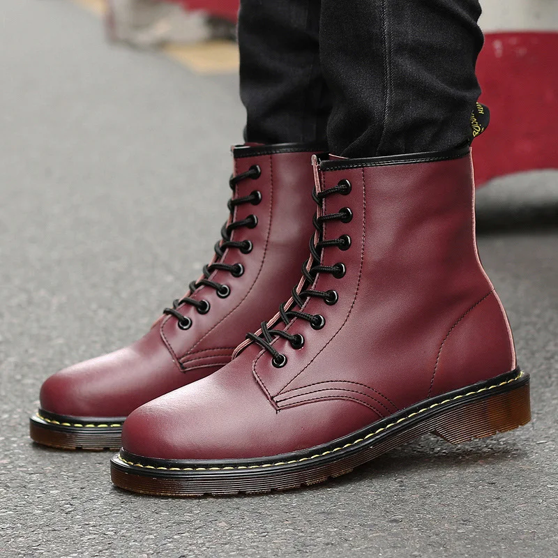 

BACKCAMEL Autumn Winter Couple Genuine Leather Boots Men's Snow Boots High Quality Leather Boots Flat Stretch Size 35-46