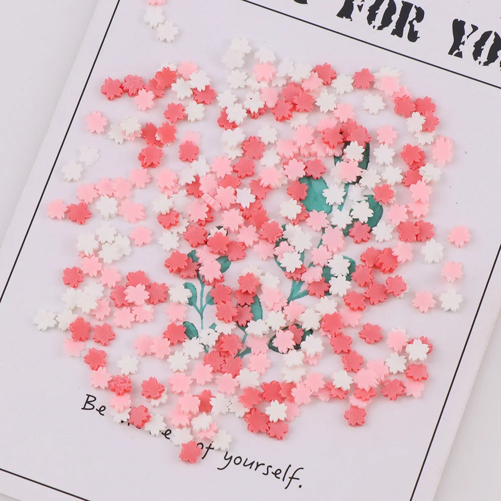 

About 20g Mix Candy Color 3D Round Heart Star Cherry Blossoms Snowflake Soft Clay For Nail Art DIY Decorations Tools Slices