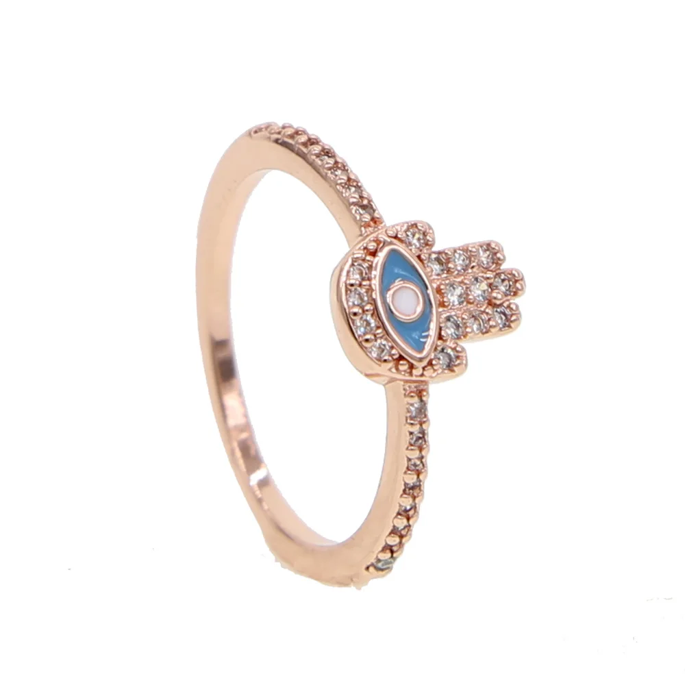 Розовое золото цвет крошечные милые Хамса рука Фатимы руки очарование сладкий турецкие украшения кольцо для помолвки кольцо для женщин